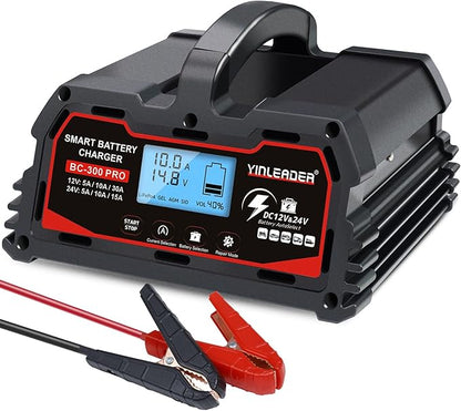Battery Charger 30A, 12V/24V Lead Acid Smart Battery Charger, 12V LiFePO4 Car by Yinleader