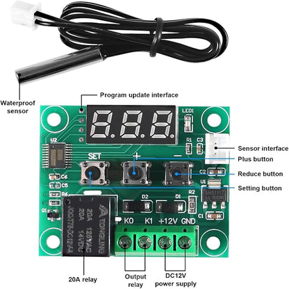 AEDIKO W1209 DC 12V Digital Temperature Controller Board Blue Digital Display - Image 2