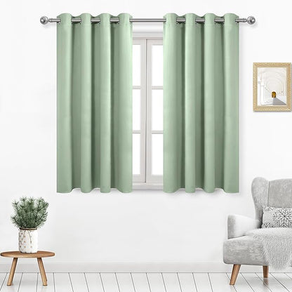 DWCN Light Green Curtains 54 Inches Long, Thermal Blackout Drapes by DWCN