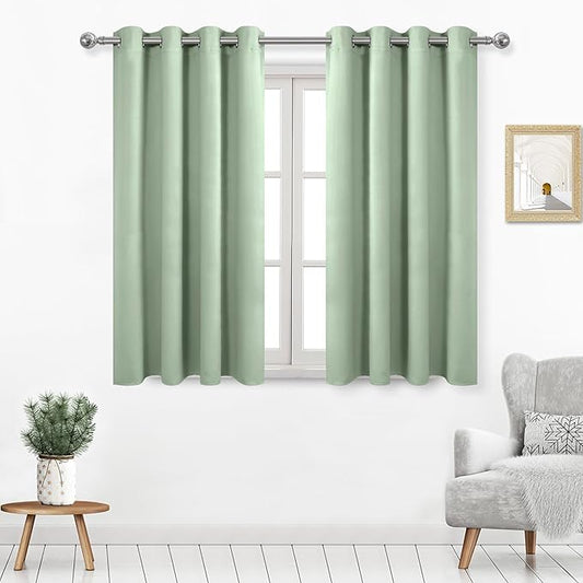 DWCN Light Green Curtains 54 Inches Long, Thermal Blackout Drapes by DWCN