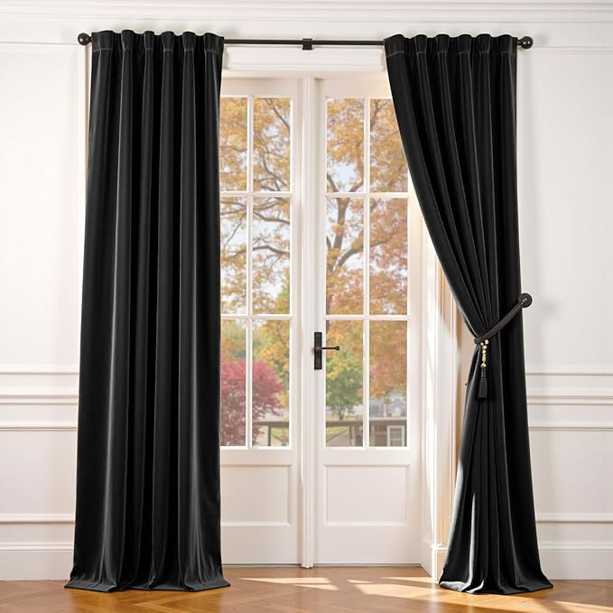 Lazzzy Velvet Blackout Curtains Thermal Insulated Room Window Drapes Super Soft by Lazzzy