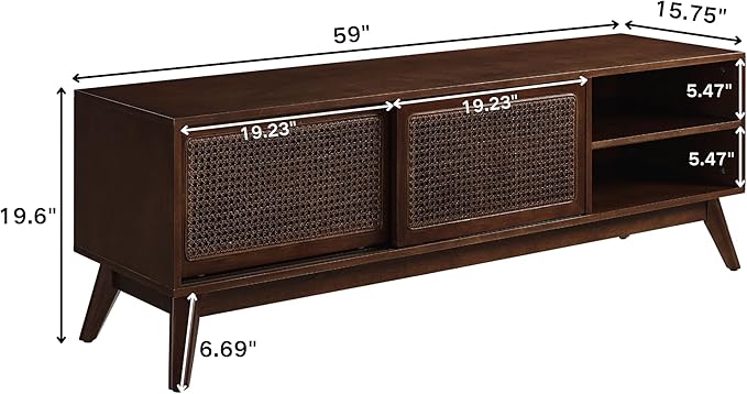 LKTART TV Stand for TVs up to 65'', Mid Century Modern Entertainment Center - Image 2