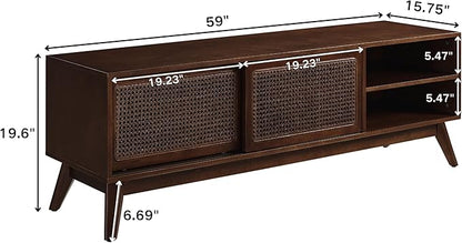 LKTART TV Stand for TVs up to 65'', Mid Century Modern Entertainment Center - Image 2