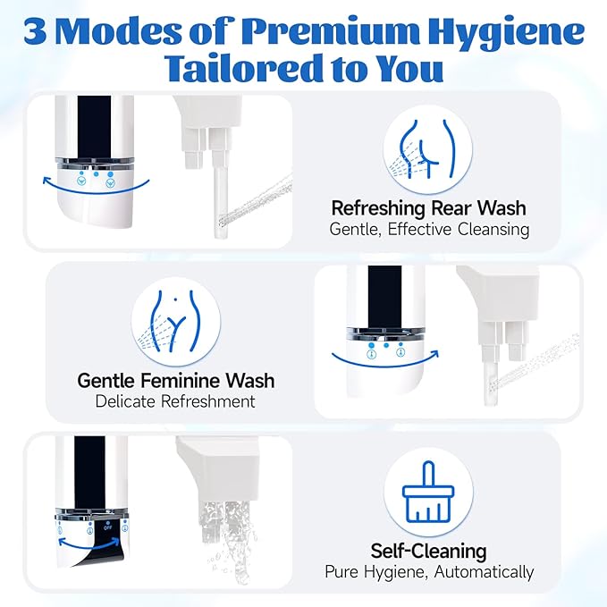 Bidet Attachment, Self-Cleaning Dual Retractable Nozzles Bidet, Ultra Slim - Image 3