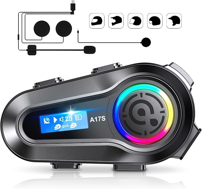 SUOOKC Motorcycle Bluetooth Headset 2 Riders Intercom Headphone Motorcycle by SUOOKC