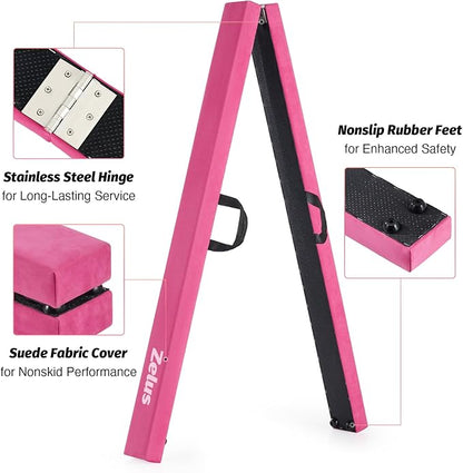 ZELUS 8' Folding Gymnastics Balance Beam, Floor Balance Beam w/Carry Handles - Image 3
