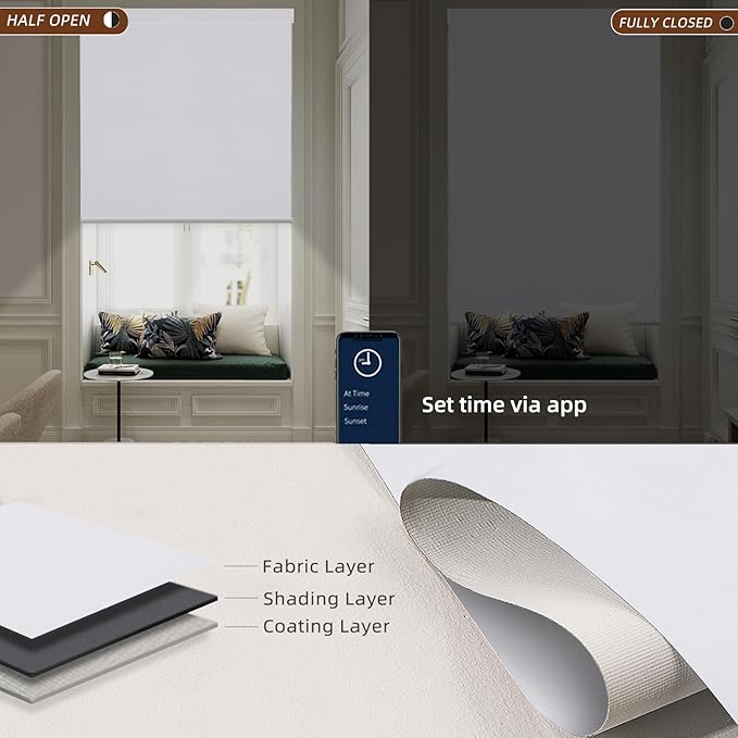 Motorized Roller Shade: 100% Blackout, Electric Blinds Compatible - Image 2