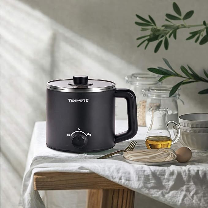 Topwit Hot Pot Electric, Electric Pot, 1.6L Ramen Cooker, Shabu-Shabu, Soup and - Image 8