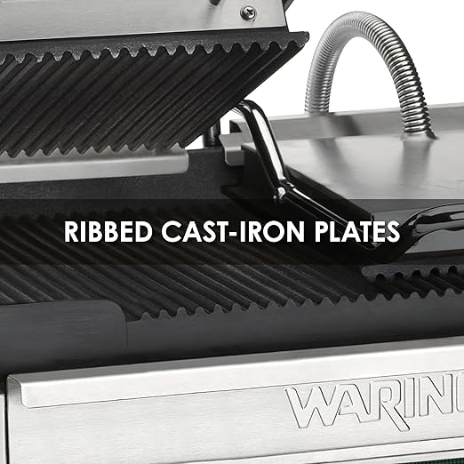 Waring Commercial WPG300 Panini Otimo Dual Ribbed Panini Grill, 6-20 Phase Plug - Image 2