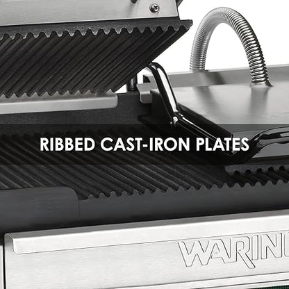 Waring Commercial WPG300 Panini Otimo Dual Ribbed Panini Grill, 6-20 Phase Plug - Image 2