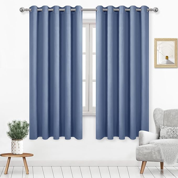 DWCN Blackout Curtains 63 Inch Length, Room Drakening Drapes by DWCN