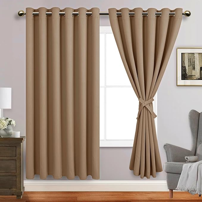 JIUZHEN Blackout Curtains with Tiebacks - Image 2