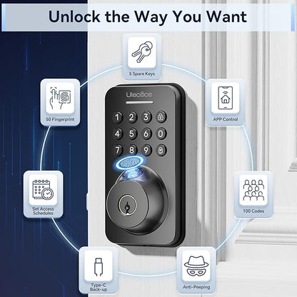 Ulecoce Fingerprint Keypad Deadbolt - Image 2