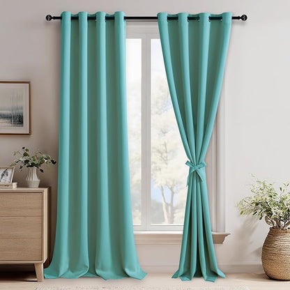 JIUZHEN Turquoise Blackout Curtains by JIUZHEN