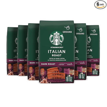 Starbucks Ground Coffee, Dark Roast Hot or Iced Coffee, Italian Roast, Six 18 by StarbucksCoffee