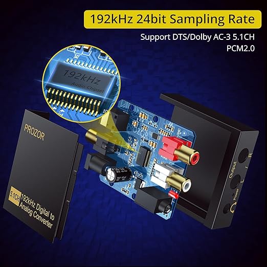 PROZOR 192Khz Digital to Analog Audio Converter Support 5.1CH Optical to RCA - Image 3