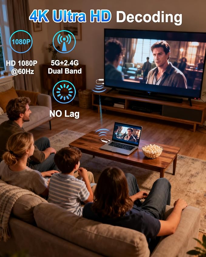 2026 Upgraded Wireless HDMI Transmitter and Receiver 328FT/100M, 4K Decode - Image 3