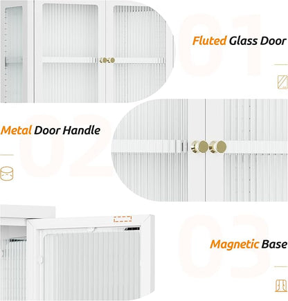 Bathroom Wall Cabinet with 2 Glass Door, Bathroom Medicine Cabinet with Towels - Image 6