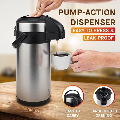VONDIOR Airpot Coffee Dispenser - 176 oz Insulated Stainless Steel Coffee - Image 4