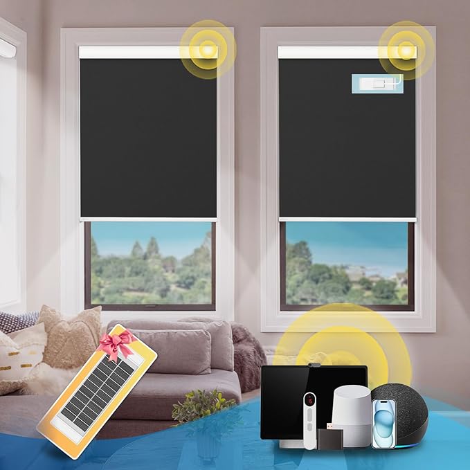 DENFOON Motorized Blinds with Remote, Thermal ElectricBlinds【Solar Panel】 by DENFOON