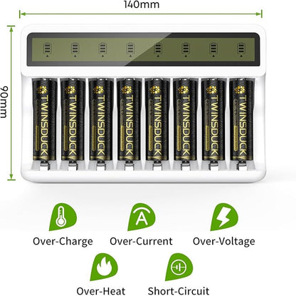 Rechargeable Battery Charger, 8 Bay AA AAA Smart Charger - Image 2