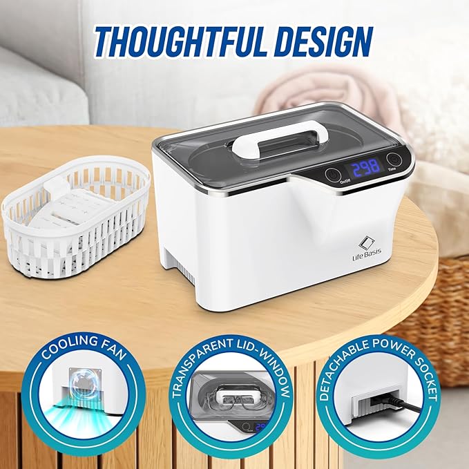 LifeBasis Ultrasonic Jewelry Cleaner, Professional 45kHz Ultrasonic Cleaner - Image 5