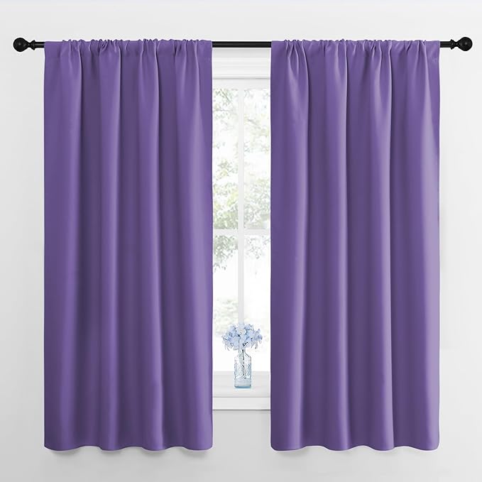 NICETOWN Kitchen Curtains, Short Blackout Drapes, Lilac Purple, 34 in x 45 in by NICETOWN