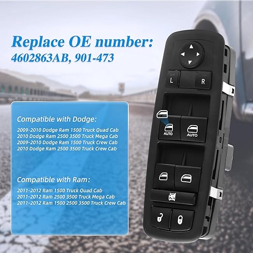 WUANGKI Power Window Master Control Switch | Front Driver Side | 9+3 Pins | - Image 5