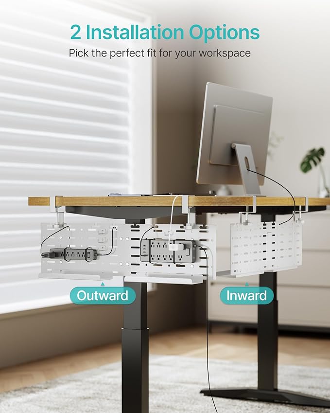 Under Desk Cable Management Tray, 30.2" Vertical Metal Pegboard Organizer - Image 2