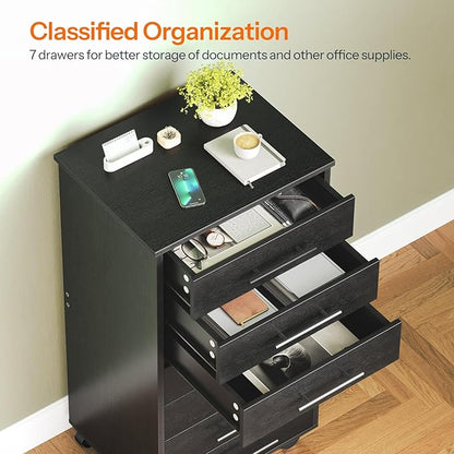 HOOBRO 7-Drawer File Cabinet, Wooden Office Cabinet - Image 5
