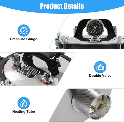 Portable Steam Autoclave Sterlzer, 8L/2.11Gal 1.2KW 110V 264.2℉ Stainless - Image 5