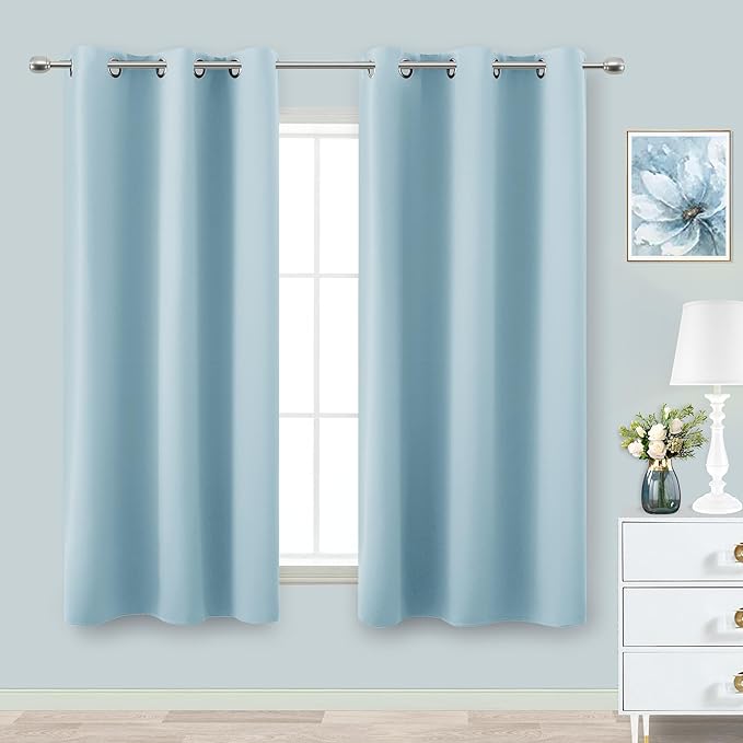 KOUFALL Baby Blue Curtains for Bedroom, 45 Inch Length, Light Bluey by KOUFALL