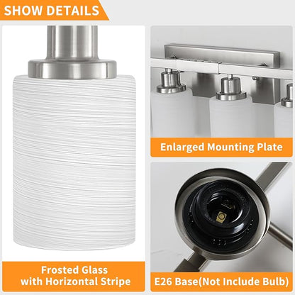 DIKAIDA 8-Light Bathroom Light Fixtures, 52inch Nickel Vanity Light - Image 4