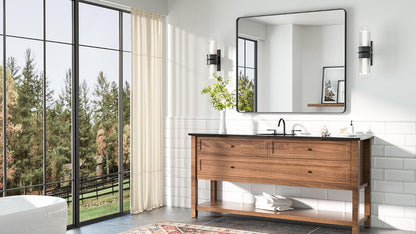 42 x 36 Black Bathroom Mirror Matte Black Metal Framed Vanity Mirror, Tempered Glass, Wall Mounted for Bathroom, Entryway, Bedroom, Living Room(Horizontal/Vertical)