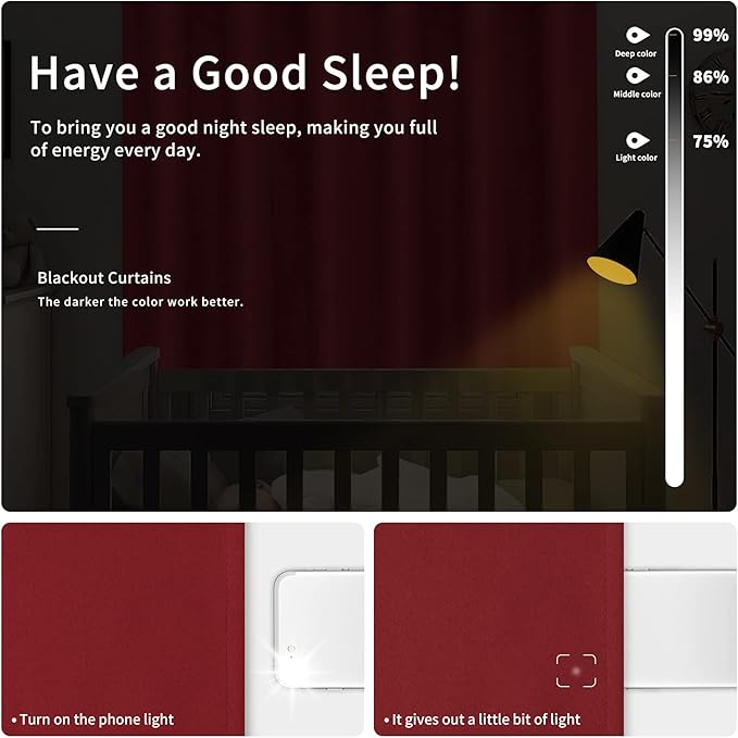 Easy-Going Blackout Curtains for Bedroom, Solid Thermal Insulated Grommet and - Image 2