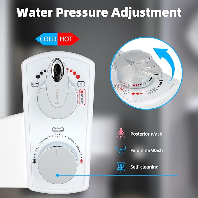 Hibbent Bidet Attachment for Toilet, Hot and Cold Water Spray Non-Electric Dual - Image 4