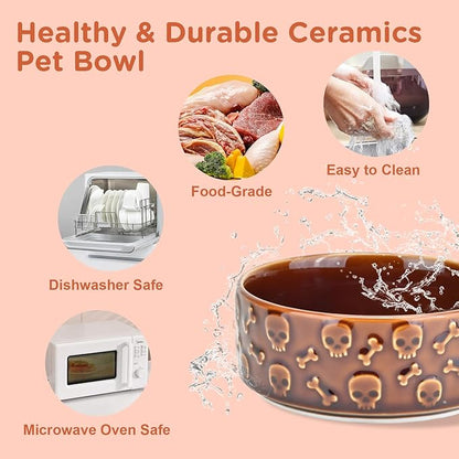 SPUNKYJUNKY Elevated Dog Bowls Ceramic, 5.1'' Dogs and Cat Food Water Bowls - Image 5