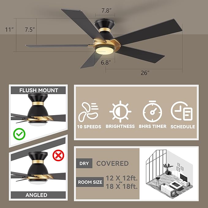 SMAAIR 52 Inch Smart Ceiling Fan - Image 5