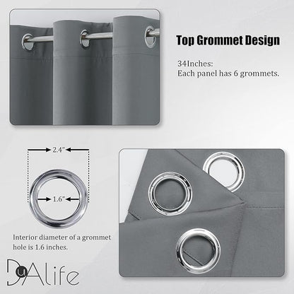 DUALIFE Grey 80 Inch Closet Curtains - Image 3