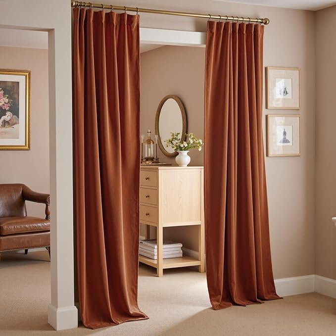 Lazzzy Velvet Blackout Curtains Thermal Insulated Room Window Drapes Super Soft - Image 9