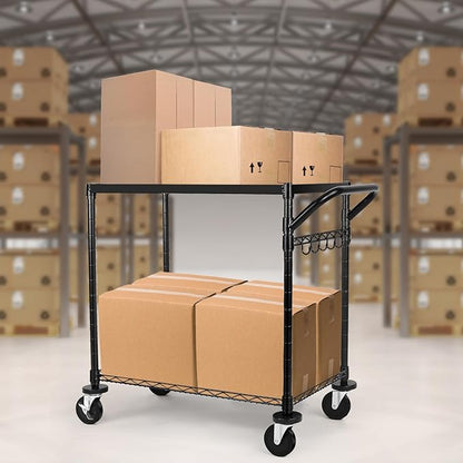 WDT 680Lbs Capacity Heavy Duty Rolling Utility Cart, 2 Tier Rolling Carts - Image 8