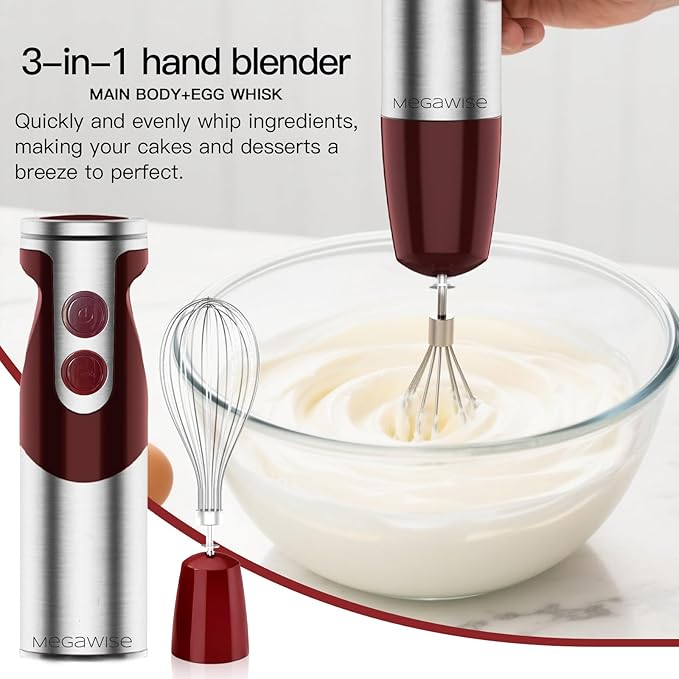 3- in-1 Immersion Hand blender, Powerful MOTOR & Stainless Steel Stick Blender - Image 3
