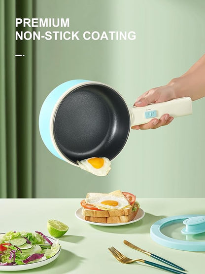 Hot Pot Electric With Steamer, 1.6L Ramen Cooker Non-Stick Sauté Pan - Image 3