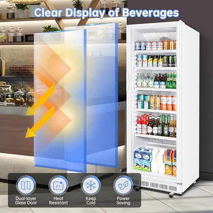 Commercial Beverage Refrigerator, 24.5 Inch 15 Cu. Ft. Drink Fridge, Display - Image 7