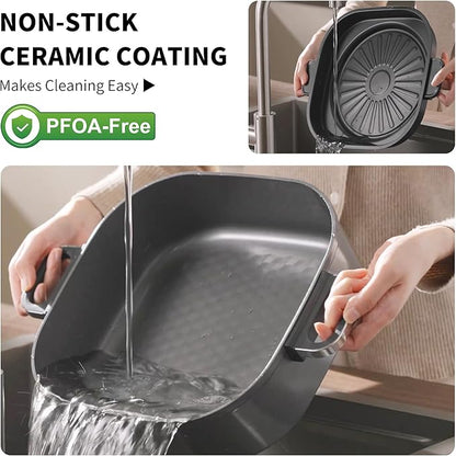 6-Quart Electric Skillet with Grill | Non-Stick PFOA-Free Ceramic-Coated Pot - Image 6
