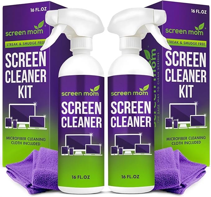Screen Mom Screen Cleaner Spray and Microfiber Cloth 2-Pack Screen Cleaner by ScreenMom