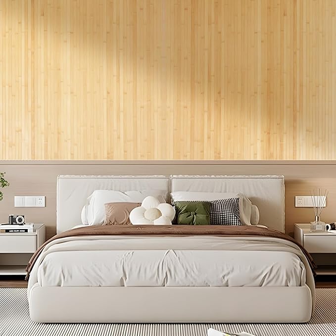OUZUGIE 1 Pack 96x48 Inch Natural Bamboo Wall Panel – Carbonized Pole Wrap - Image 8