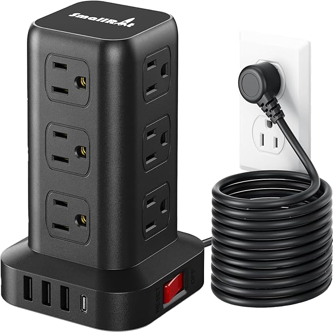PD20W Surge Protector Power Strip Tower, 15FT Extension Cord by SMALLRT