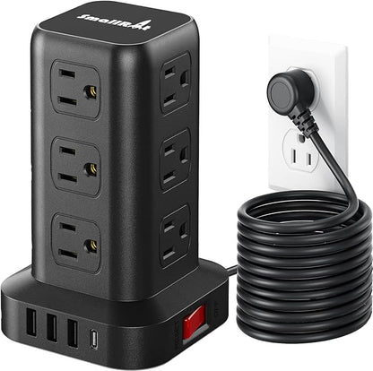 PD20W Surge Protector Power Strip Tower, 15FT Extension Cord by SMALLRT