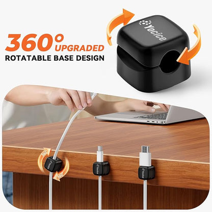 Yocice 12Pack Rotatable Cord Organizer, Spring Cable Clips Desk Cable - Image 2